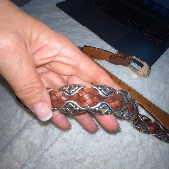 Brighton Vintage 1996 Womens Belt Size Small Brown Tone Braided Leather - Picture 3 of 9